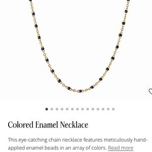 14k Gold and Black Beaded Necklace Awe Inspired black enamel 14-18”